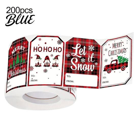 Self Adhesive Labels Christmas Thank You Stickers, Red And Black Plaid Print Decorative Labels, Gift Wrapping Accessories Festive Supplies with