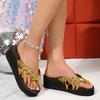 Women's New Sequin Pendant Flip-Flops Fashion Outwear Summer Clip-Toe Platform Sandals