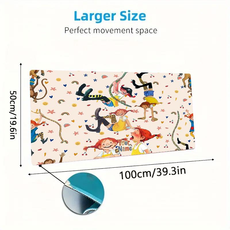 Pippi Longstocking Custom Name Large Size Mouse Pad Large Gaming Table Cushion Non-slip Laptop Tablet Big Mousepad XXL Mat Mini PC Playmat With Lock E