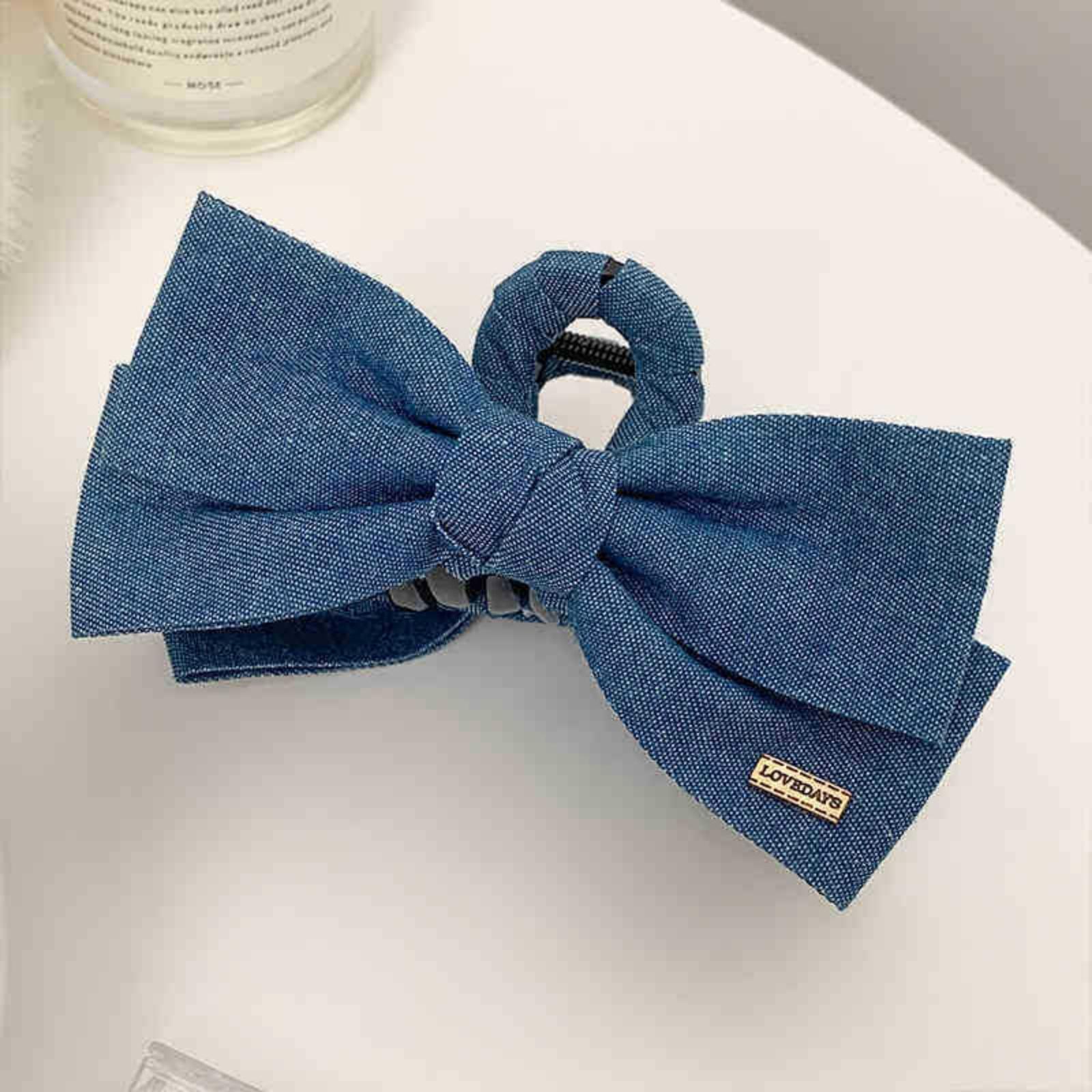 

1PC Cowboy Cloth Hair Clip Bow Clip Headdress Female Back of Head Plate Hair Grab Clip Temperament Large Shark Clip Hairpin