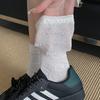 Women's Spring Thin Solid Color Mesh Boneless Pleat Versatile Medium Tube Cotton Socks