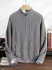 Men's Solid Color Cashmere Knit Cardigan - Autumn/Winter 2025, Loose, Soft, Comfortable, Zipper, Long Sleeve, Versatile.
