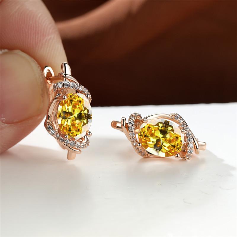 Owalne Zielone Niebieskie Różowe Żółte Czerwone Kamienie Vintage Kolczyki Koła Dla Kobiet Złoty Kolor Ślubne Zapięcia do Uszu Biżuteria Zaręczynowa Prezent