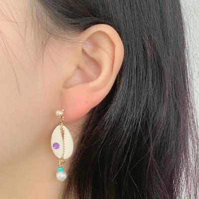 Ins Fashion New Gemstone Shell Pearl Earrings, Trendy Niche French Temperament Earrings