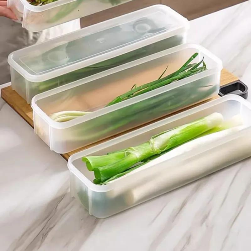 Kitchen Japanese Style Sealed Noodle Box With Scallion Ginger Garlic Preservation Box Lid Plastic Tableware Storage Box Storage Can YLE596
