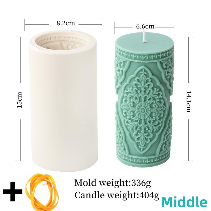 Lace Column Silicone Candle Mold for DIY Aromatherapy Candle Plaster Ornaments Soap Epoxy Resin Mould Handicrafts Making Tool
