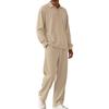 Herbst und Winter Herren einfarbig Jacquard-Struktur lässig Revers Pullover Langarm Hose Sportanzug