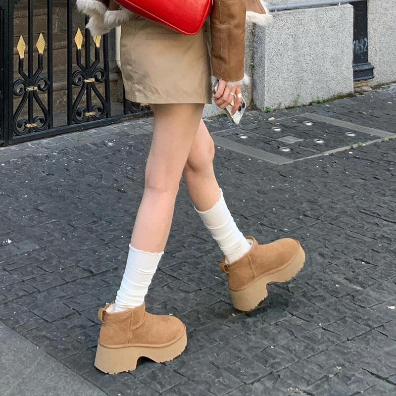 Fashion 2024 Snowy boots for women in winter new  plus thick solid bundled plus half Casual cotton shoes snow boots