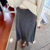 Autumn/Winter Soft Knit Midi Skirt: Elastic Waist, Comfortable, Slimming, Versatile, Straight Cut for Women.