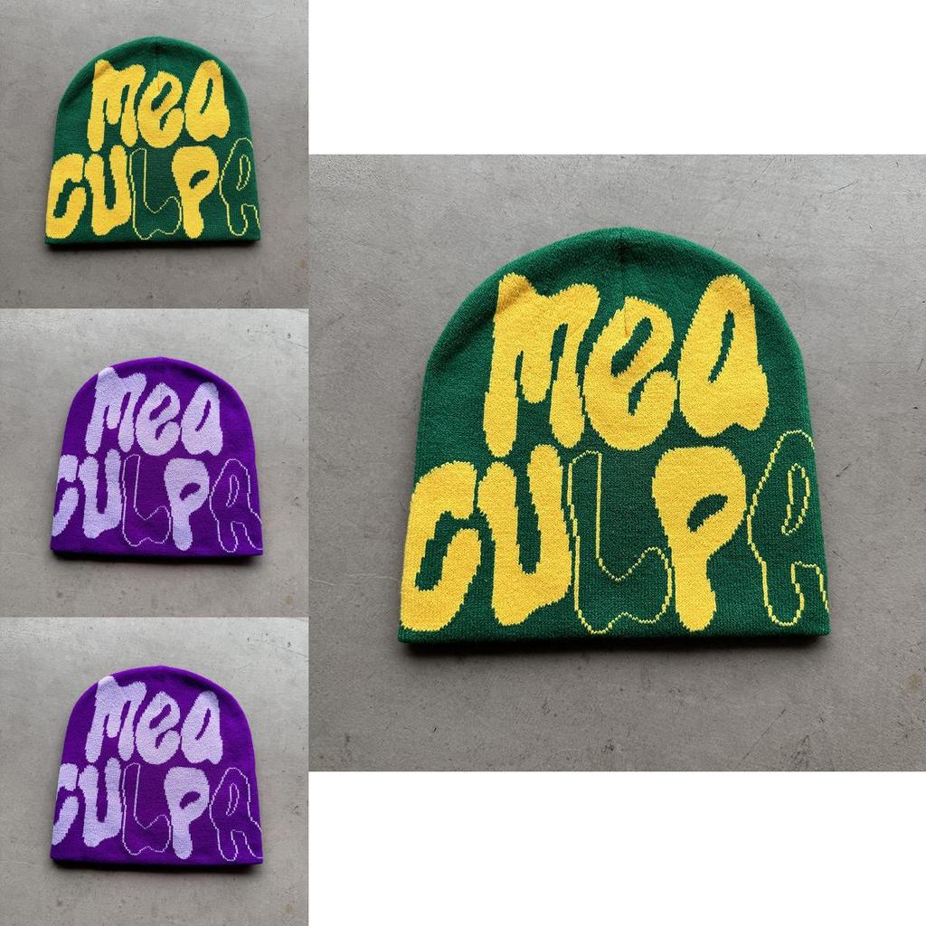 Strickmütze für Männer und Frauen mit Buchstabenmuster Warmes Acryl Winteraccessoire