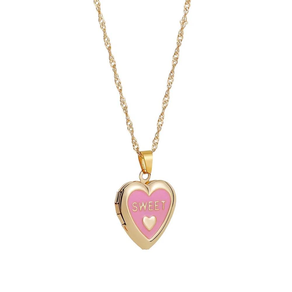 Stainless Steel Photo Frame Necklace Moon Sun Couple Choker Chain Heart Photo Pendant  Jewelry