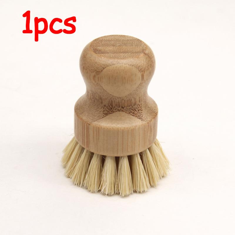 1/2Pcs Palm Pot Brush Bamboo Round Mini Natural Scrub Brush for Kitchen Dishwashing Pot Vegetable Cleaning Brush Wholesale