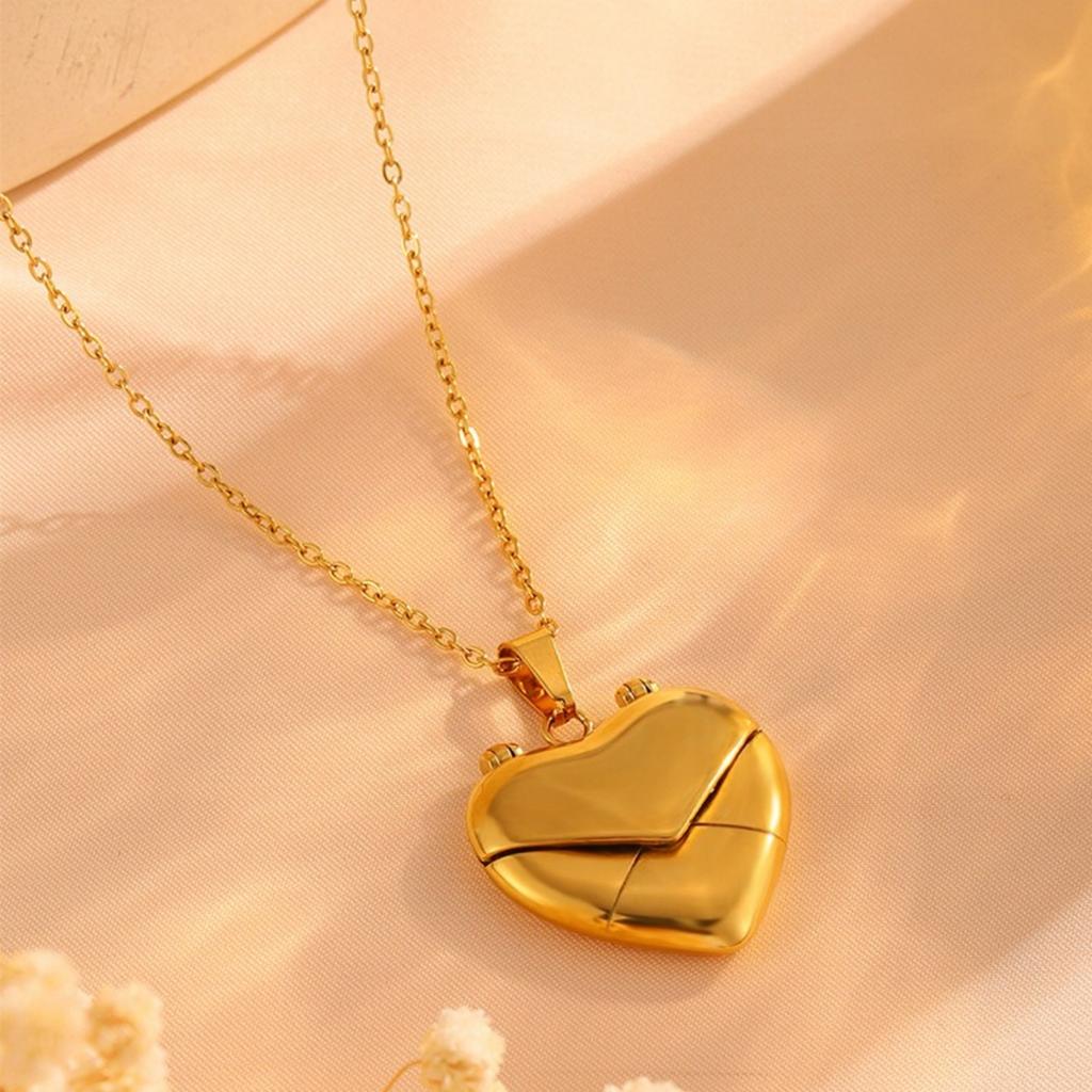 Groothandel Blikopener Liefde Frame Envelop Hart Hanger Bedel Ketting 18k Verguld 304 Roestvrij Staal Dames Delicaat Cadeau Sieraden