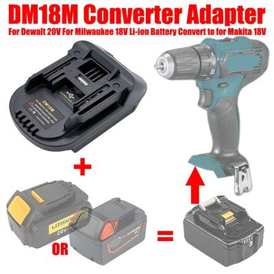 DM18M Battery Adapter for Dewalt 18V-20V & for Milwaukee 18V M18 Lithium Batteries To Work for Makita 18V Cordless Power Tools