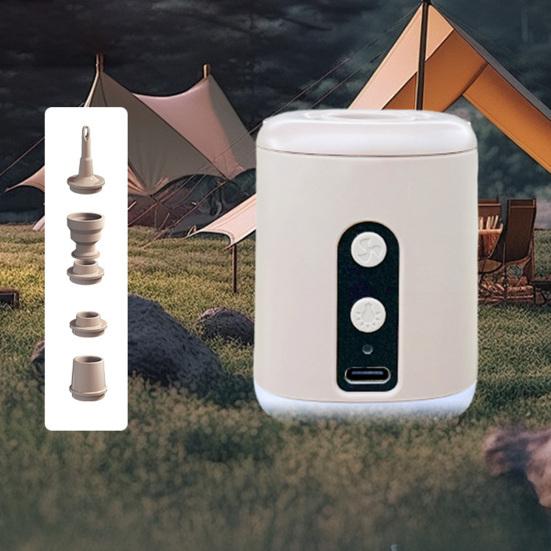 Outdoor Mini Air Pump with LED Light 4 Nozzles Type-C Rechargeable Inflatable