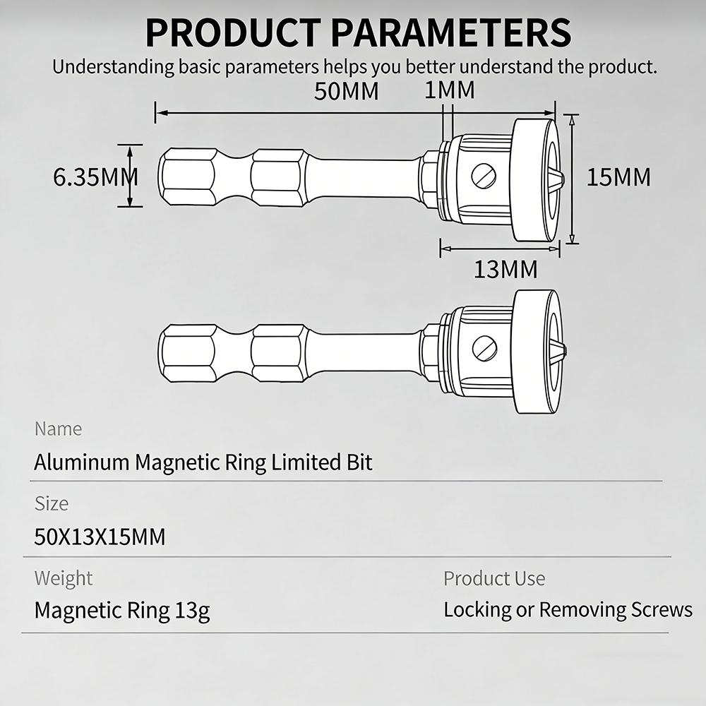Magnetic Positioning Screwdriver Bits Drywall Screw Bit 50mm Gypsum Board Plasterboard Screws Locating Batch Head Drilling Tools