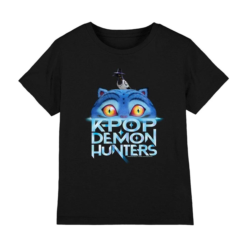 Kpop Demon Hunters Derpy Tiger Sinking Logo Kids T-shirt 5-13 Years, Black 160