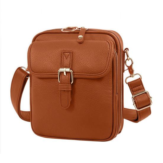 

Женская сумка через плечо для путешествий из искусственной кожи с регулируемым ремнем, сумка-мессенджер, кроссбоди-кошелек для телефона, карт, ключей светло-коричневого