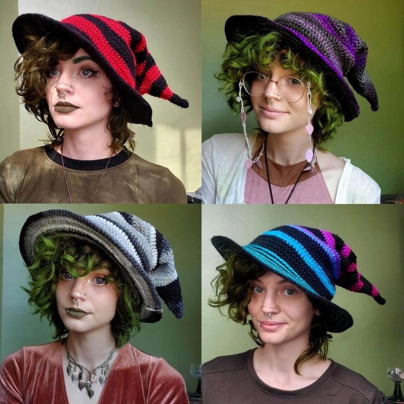 Skin-friendly Knit Witch Hats Handmade for Halloween Diy Hair Accessories Crafts Halloween Carnival Party Supplies