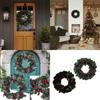 Holiday Pinecones Berries Christmas Wreath with Warm LED Lighting 40cm Diameter for Front Door Indoor and Outdoor Decors