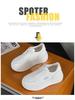European Style Genuine Leather Thick-Soled White Sneakers - Summer 2025 Trend: Comfortable, Casual, Fashionable Sports Shoes