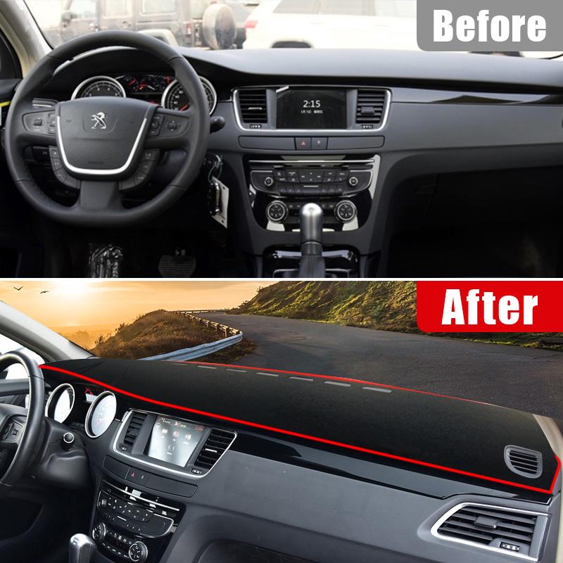 Car Dashboard Covers Avoid Light Pad Anti-UV Carpets Non-Slip Mats For Peugeot 508 2010 2011 2012 2013 2014 2015 2016 2017