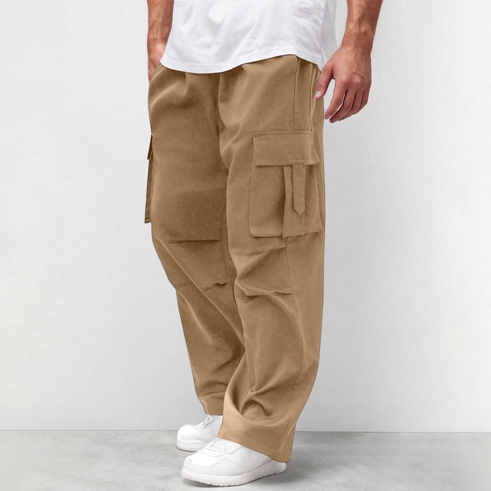 

Мужские повседневные спортивные свободные прямые рабочие брюки с карманами, длинные брюки XXL