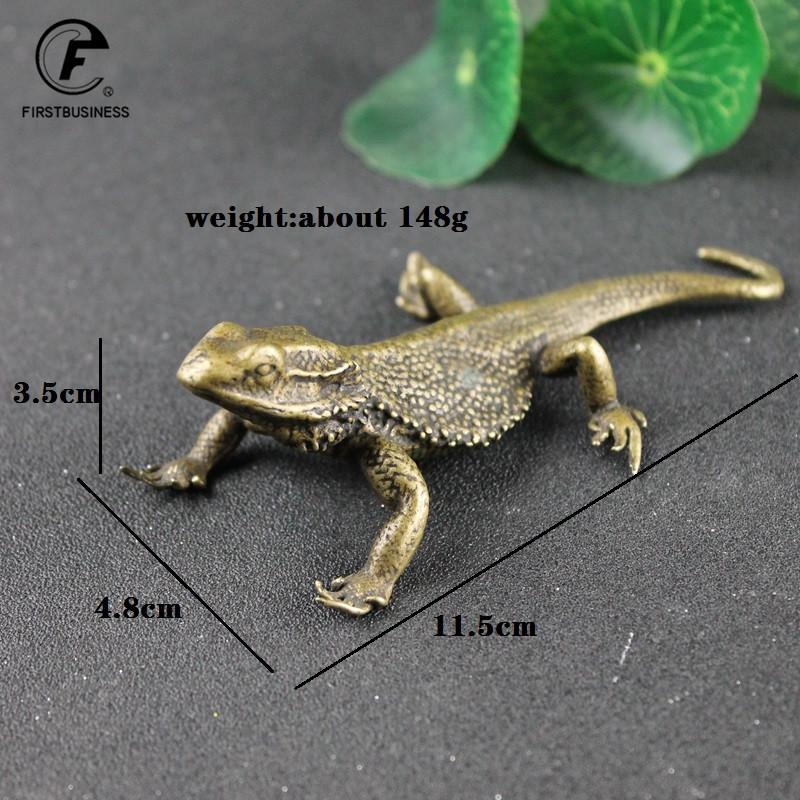 Classical Small Tea Pet Lizard Figurines Miniatures Pure Copper Decoration Accessories Desktop Toy Ornaments Vintage Simulation