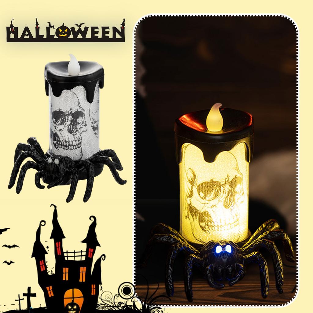 Halloween Decoration Eye Glowing Spider Lamp Party Decoration Ornaments LED Two-color Candle Night Light