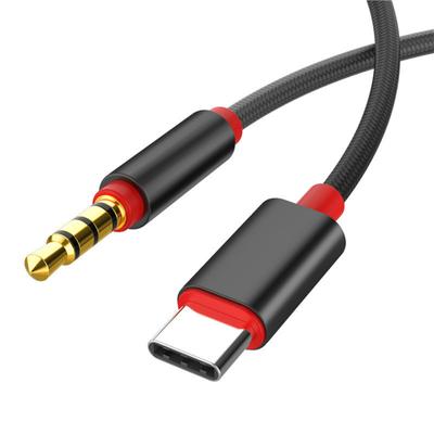 Type-c To 3.5mm Male Audio Jack Aux Cable Adapter Wire Line 4-pole Braided Line For Car Playback