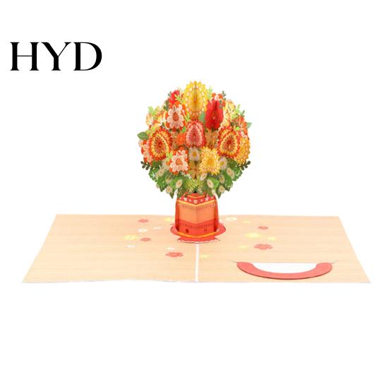 Handmade Greeting Card Foldable 3D with Envelope Decorative Artistic Birthday Gift Fly-out Holiday Blessings Message Space