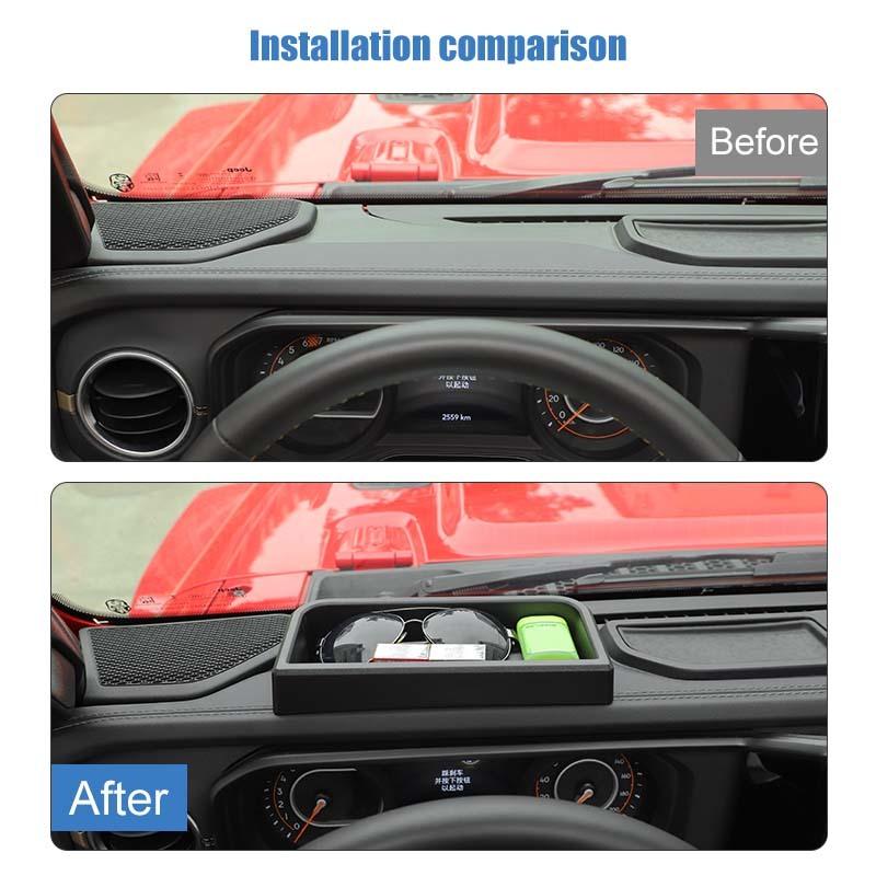 Car Dashboard Organizer Storage Box Container For Jeep Wrangler JL JT Gladiator 2024 Up Stowing Tidying Accessories