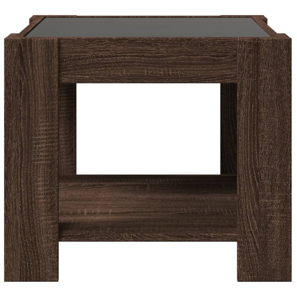 LED Coffee Table Brown Oak Effect 53 x 53 x 45 cm Engineered Wood