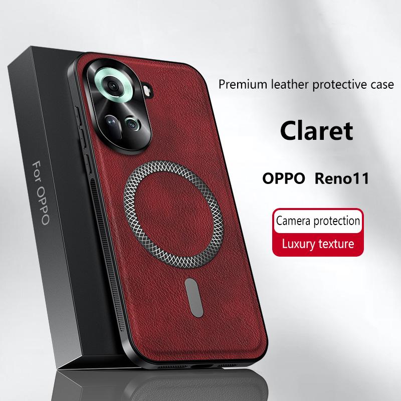 

Для Oppo Reno 11 5G Чехол Магнитный Элегантный Кожаный Износостойкий Объектив Полностью Закрыт Нескользящий Захват Защита Края Чехол Oppo Reno11