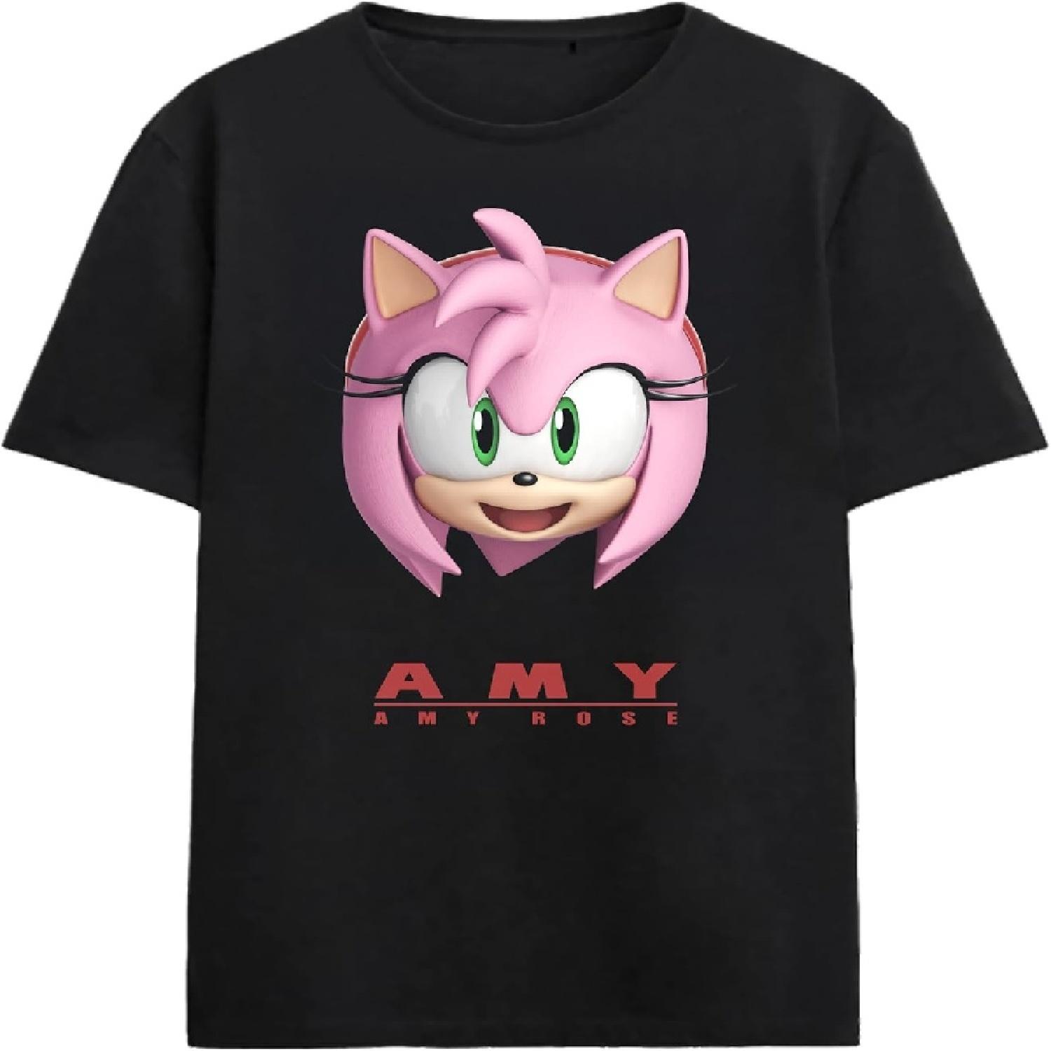 Черная футболка с коротким рукавом и круглым вырезом для взрослых Sonic The Hedgehog Simply Amy Rose S