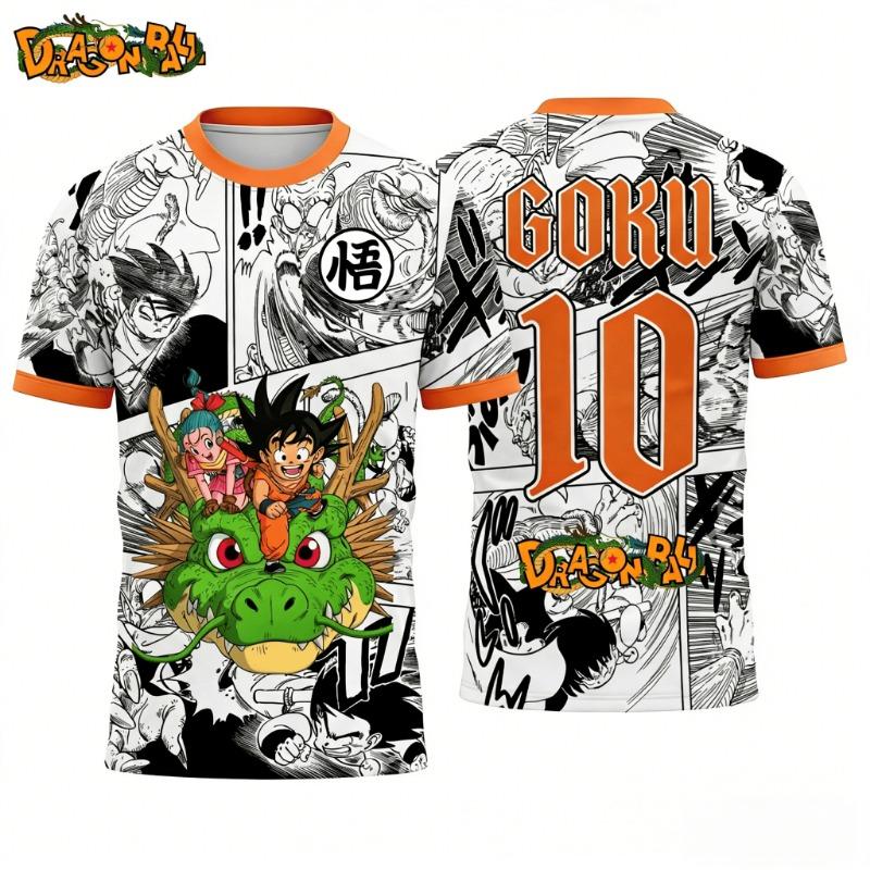 

2026 Summer Dragon Ball Oversized T-shirt High Quality 3D Print Kid Goku & Classic Character Manga Panel Unisex Retro Y2K Tee S