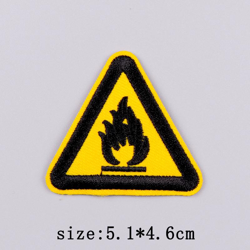 Warning Embroidery Patch Iron On Patches For Clothing Danger Prohibit Sign Embroidered Patches For Clothes Nuclear Marker Badges