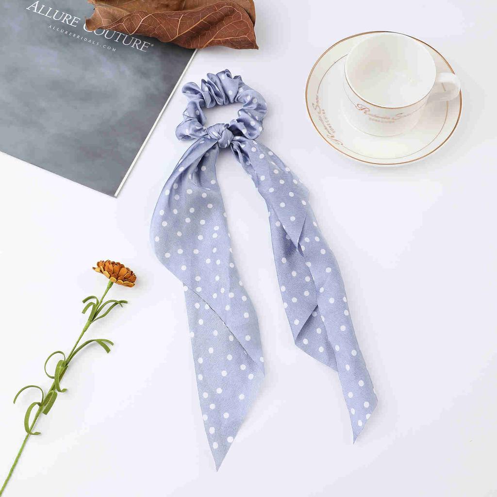 Fashion Dots Scrunchies Long Rope Korean Ties For Women Ponytail Scarf Sweet Elastic Band Hair Accessories