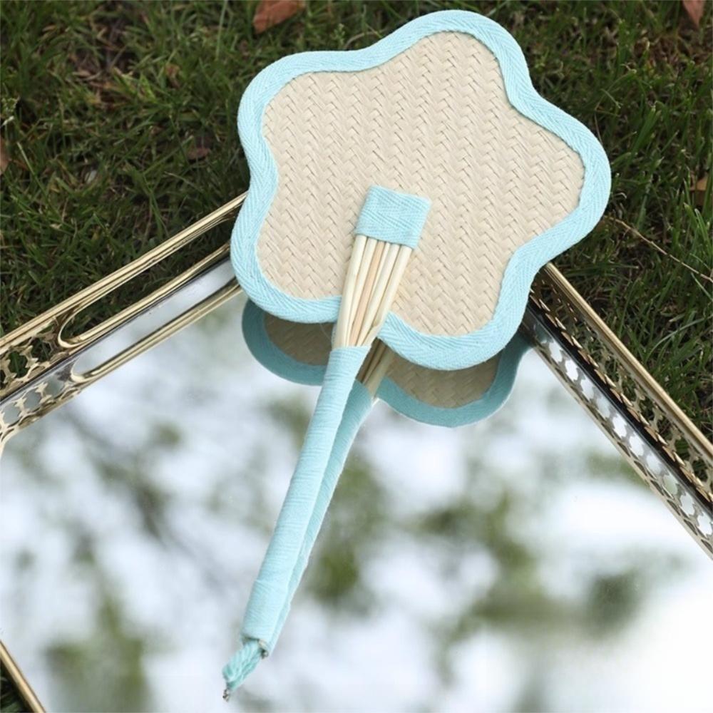 Lightweight Weaving Hand Fan with Colorful Edging Cooling Fan Natural Handmade Raffia Fans  Summer