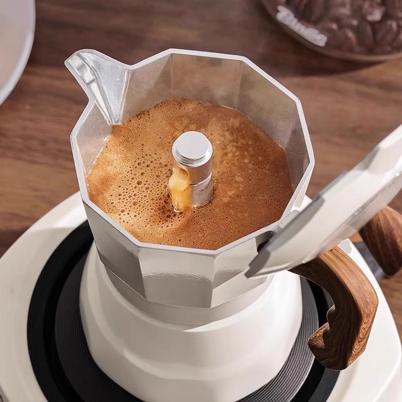 Double Valve Mocha Pot Household Small Hand Cranked Italian Coffee Machine Outdoor Electric Stove Coffee Pot Set