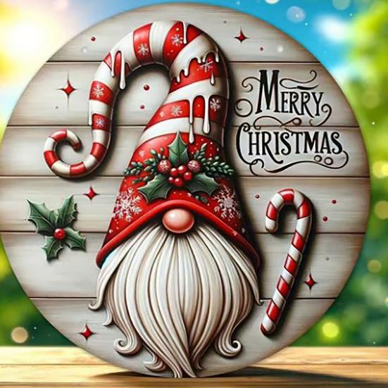 Round Christmas Wooden Wreath Sign Festive Wall Hanging Decor for Indoor Door And Holiday Home Display Crafted Sign