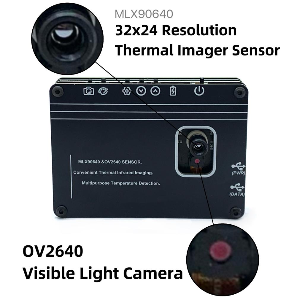 MLX90640ESF-BAB Thermal Imaging Camera -40-450℃ Measurement 32x24 Pixel Infrared Thermal Imager 3.5" Thermographic OV2640 Camera