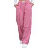 Women's Fashionable Checkered Elastic Waistband Loose Pocket Casual Pants