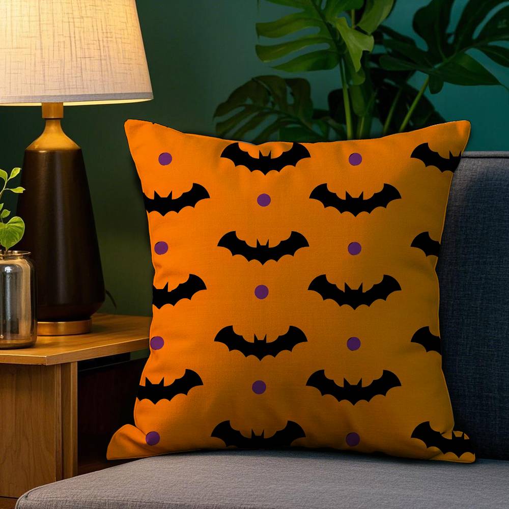 Halloween Scary Bats Pillow Case Plush Fabric Soft Double Sided Print Sofa Cushion Cover Throw Pillow Covers