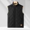 Herren Herbst/Winter Fleece-gefütterte Weste, Lammwolle Stehkragen Ärmellose Jacke