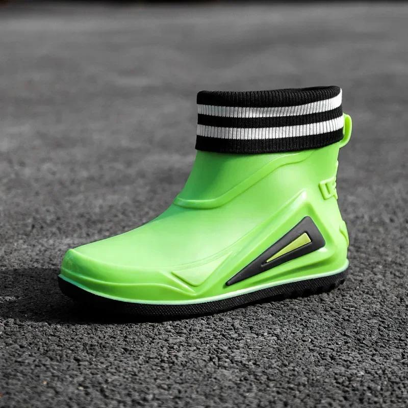 Men Rain Boots Durable Rubber Rain Shoes for Men Trend Outdoor Non-slip Waterproof Hiking Shoes Shaxi Slip on Fishing Shoes 2024