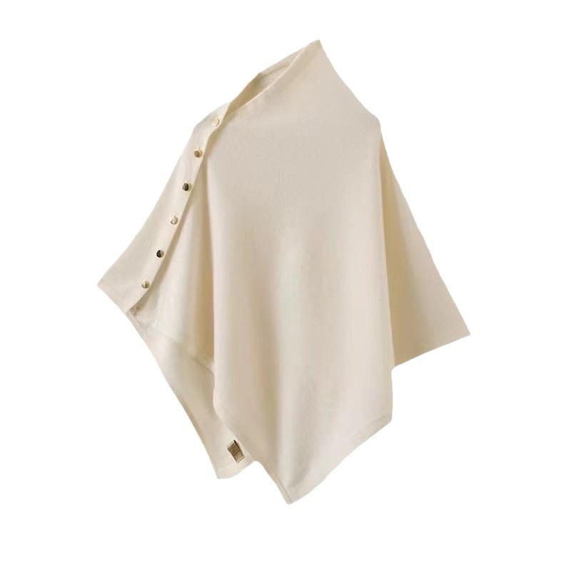 100 Australian Merino Wool Beveled Cape Multi-Functional Gold Buckle Outer Shawl