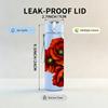 1PC Red Poppy Flower Bouquet Print 750ml Color Plastic Sports Water Bottle Leakproof Flip Straw Lid Suitable for Sports Office Home Use