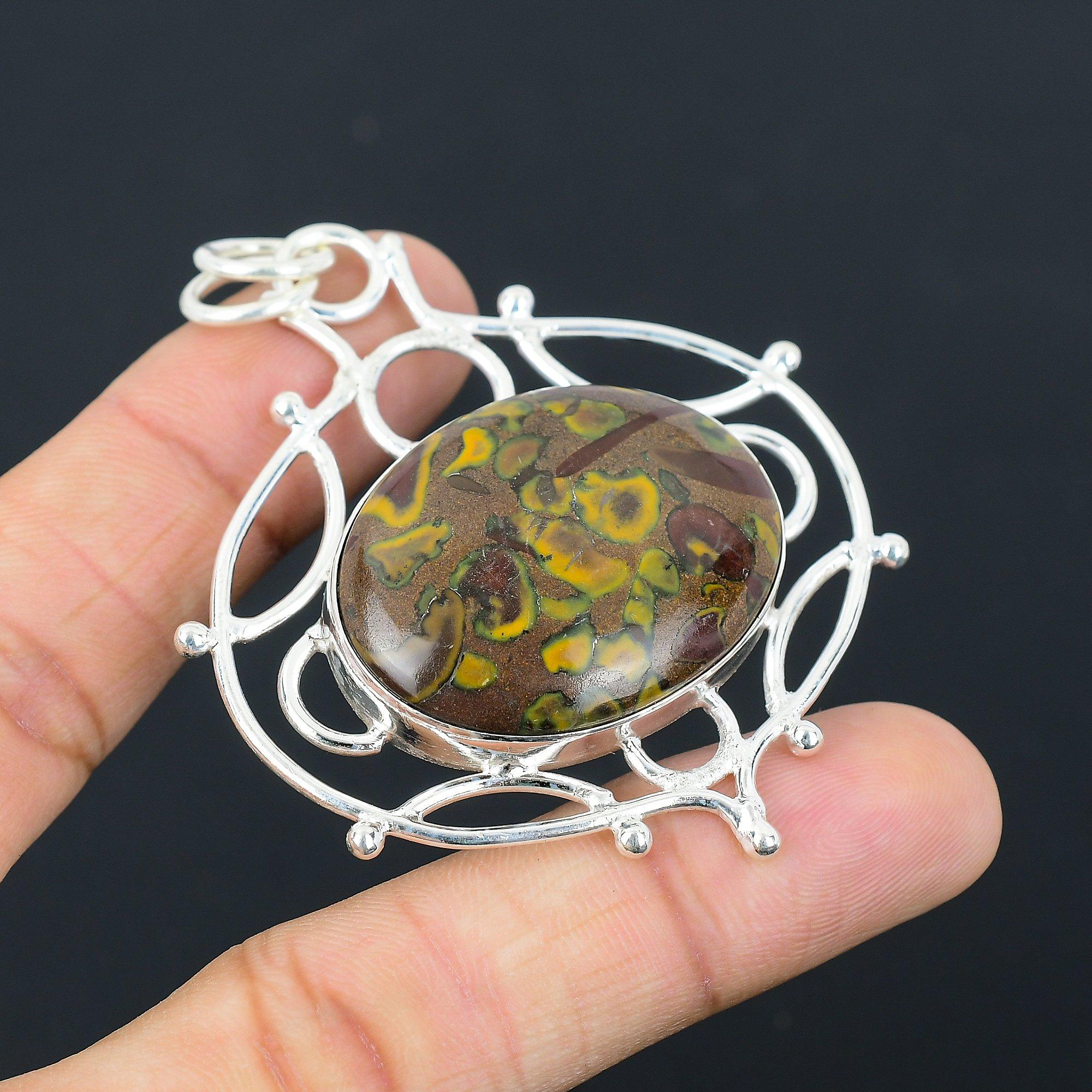 Friendship Day Deal 925 Sterling Silver Fruit Jasper Gemstone Daughter Pendant