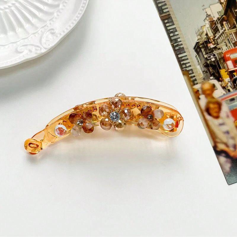 1pc Three petal grass banana clip, one word twist clip, temperament vertical clip, hair accessory, diamond studded hair clip